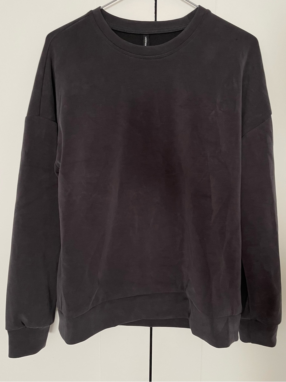 Lazypants Women’s Luxe Sueded Crewneck Sweatshirt Small Charcoal
